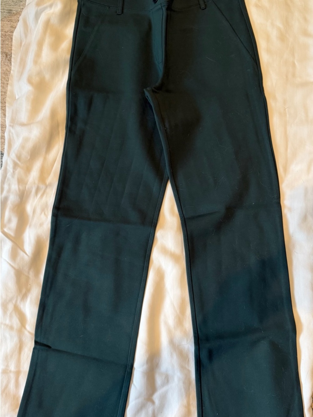 Betabrand Women's Dark Green Straight-Leg Pants